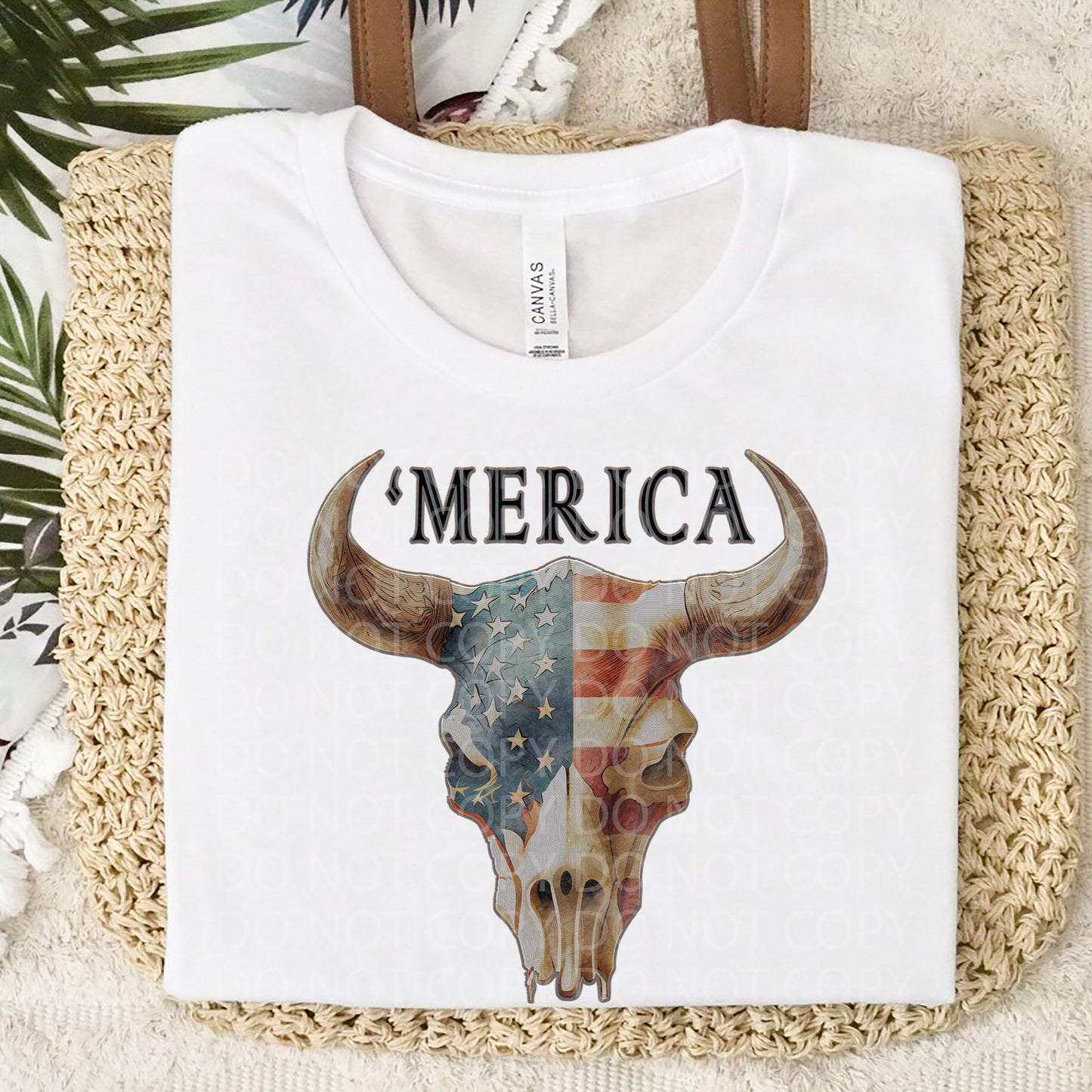 'Merica Patriotic Skull **EXCLUSIVE** Faux Embroidery DTF Transfer