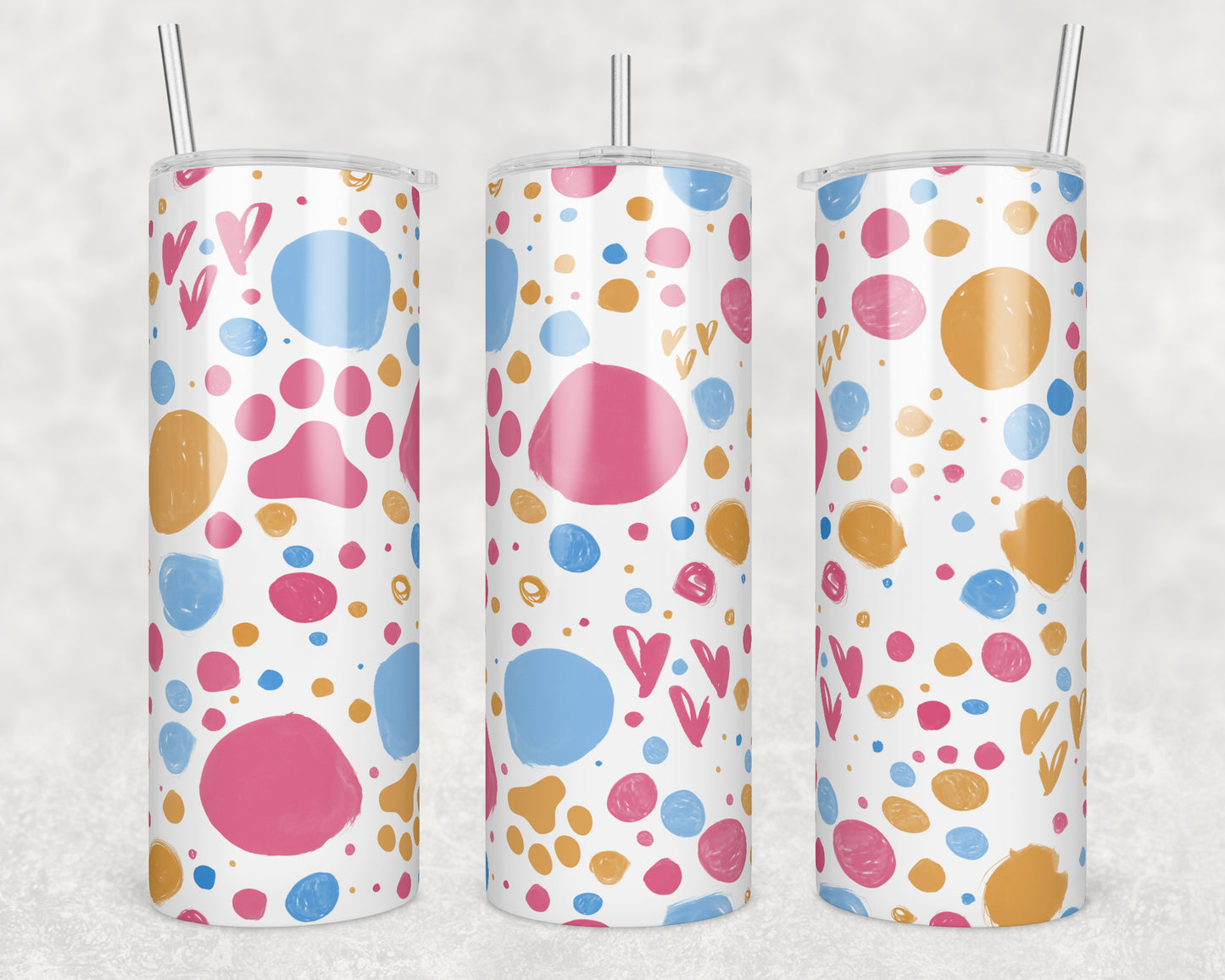 Colorful Paw Love Sublimation Transfer Tumbler Wrap 20oz (read description)