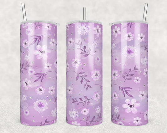 Pink Diamond Flowers Sublimation Transfer Tumbler Wrap 20oz (read description)