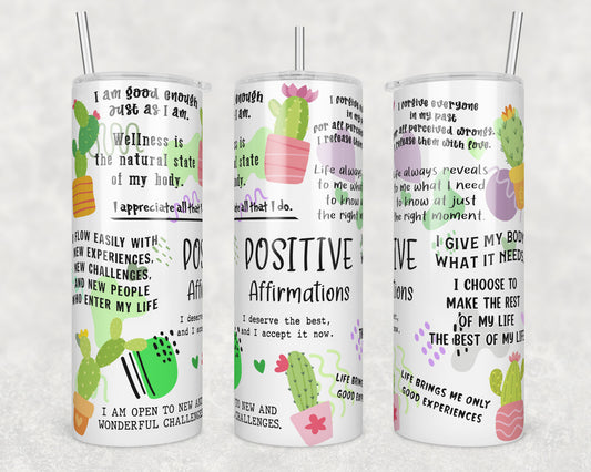 Positive Affirmations Sublimation Transfer Tumbler Wrap 20oz (read description)