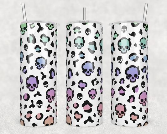 Rainbow Skulls Sublimation Transfer Tumbler Wrap 20oz (read description)