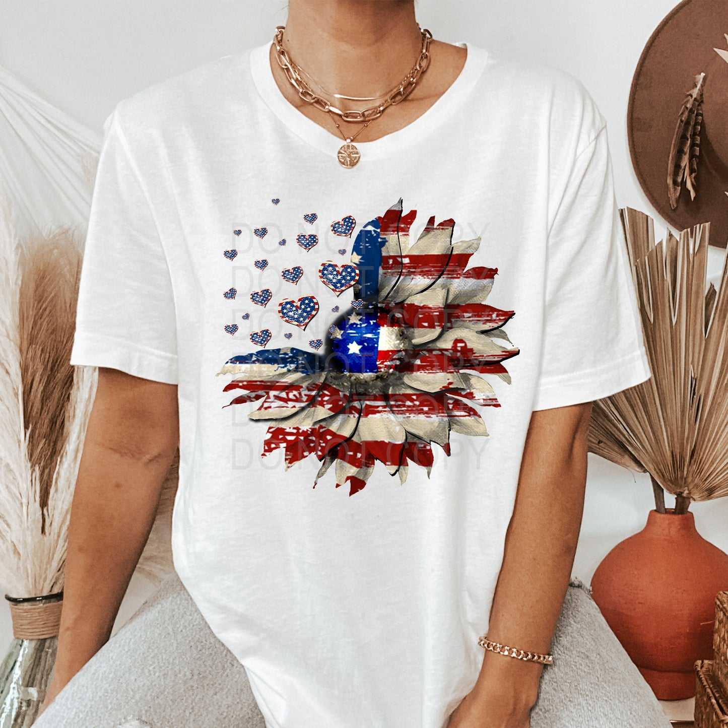 Red White & Blue Sunflower Love DTF & Sublimation Transfer