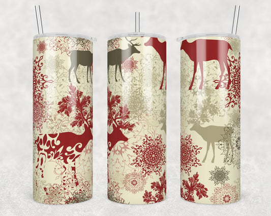 Elegant Reindeer Sublimation Transfer Tumbler Wrap 20oz (read description)