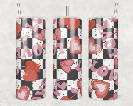 Retro Love Hearts Sublimation Transfer Tumbler Wrap 20oz (read description)