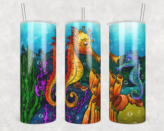 Seahorse Sublimation Transfer Tumbler Wrap 20oz (read description)