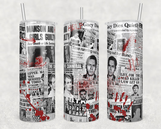 Serial Killers Sublimation Transfer Tumbler Wrap 20oz (read description)