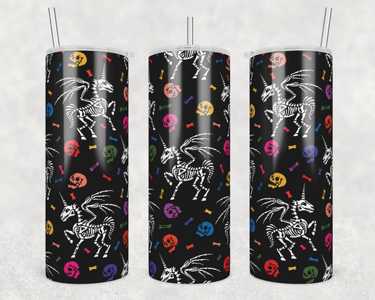 Unicorn Skeleton Sublimation Transfer Tumbler Wrap 20oz (read description)