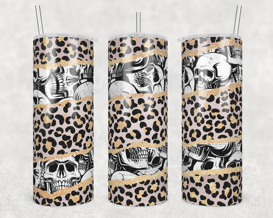 Skull Leopard Sublimation Transfer Tumbler Wrap 20oz (read description)