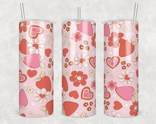 Strawberry Love Sublimation Transfer Tumbler Wrap 20oz (read description)