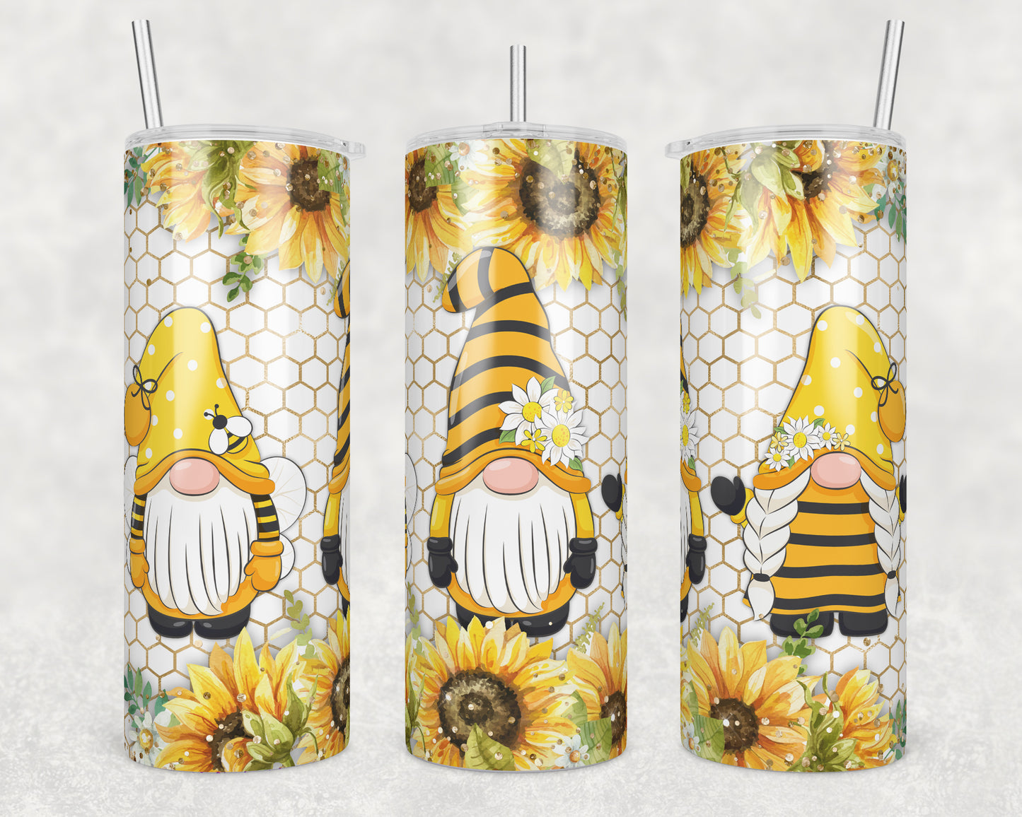 Sunflower Gnomes Sublimation Transfer Tumbler Wrap 20oz (read description)