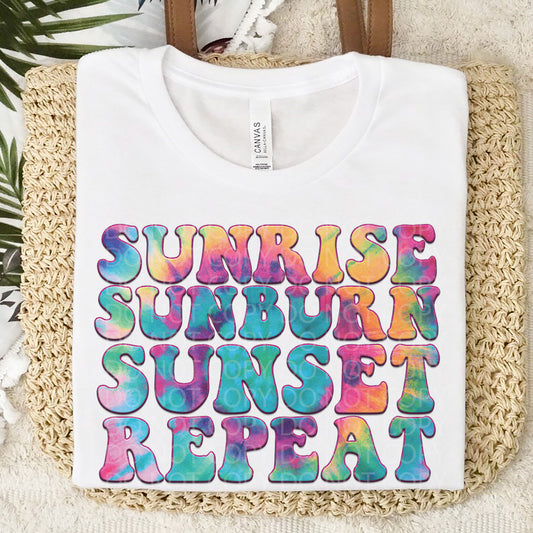 Sunrise Sunset Sunburn Repeat Faux Embroidery DTF Transfer