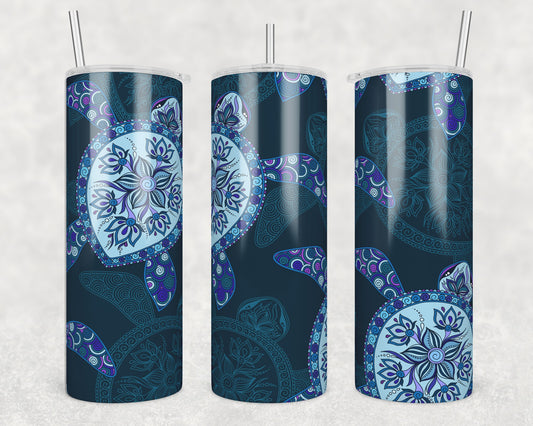 Floral Turtle Sublimation Transfer Tumbler Wrap 20oz (read description)