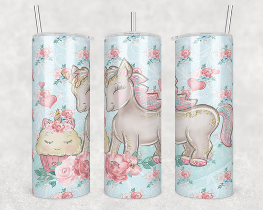 Unicorn Flowers Sublimation Transfer Tumbler Wrap 20oz (read description)