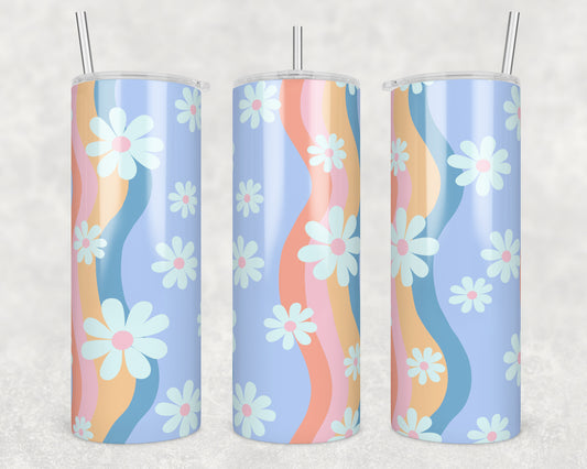 Wavy Daisy Sublimation Transfer Tumbler Wrap 20oz (read description)