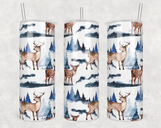 Winter Deer Sublimation Transfer Tumbler Wrap 20oz (read description)