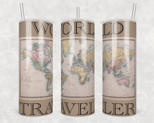 World Traveler Sublimation Transfer Tumbler Wrap 20oz (read description)